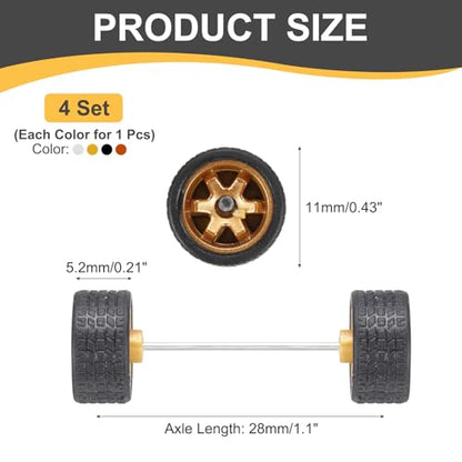 MECCANIXITY 4 Set 1/64 Wheels and Tires Set, Real Riders Rims Includes Axles for RC Diecast Car DIY Model, Silver Bronze Gold Black Rims - color: Silver Bronze Gold Black Rims