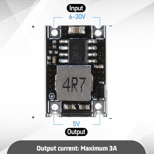 6 Packs 5V Buck Converter Module, 5V-30V to 5V DC DC Voltage Regulator Mini MP1584EN DC-DC 3A Power Supply Adjustable Module PCB Board Power Buck Modules