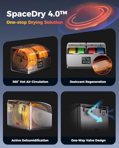Creality Space Pi X4 Filament Dryer, 4 Spools Filament Dry Box with Dual-Chamber Heated Storage, Max 85℃ Temerature, Independent Temperature Control for PLA, PETG, ABS, TPU, Nylon, ASA - size: Space PI X4