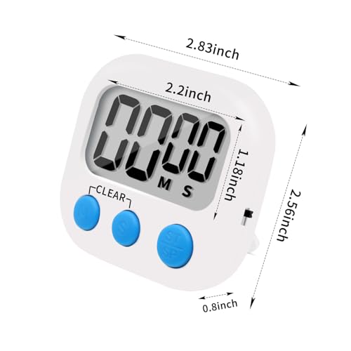 12 Pack Small Digital Kitchen Timer Magnetic Back and ON/Off Switch,Minute Second Count Up Countdown（White,Blue,Orange