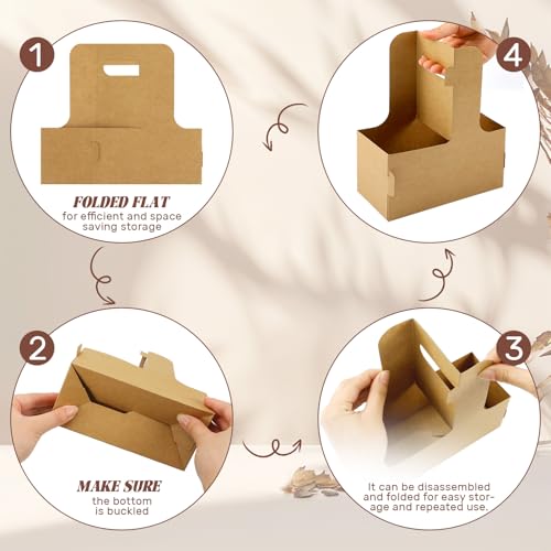Reallnaive 12 Set Back to School Gifts 2 Cup Drink Carrier,Kraft Paper - style: Kraft Paper