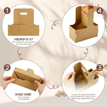 Reallnaive 12 Set Back to School Gifts 2 Cup Drink Carrier,Kraft Paper - style: Kraft Paper