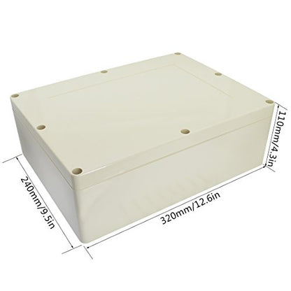 LeMotech Waterproof Dustproof IP65 ABS Plastic Junction Box Universal Electric Project Enclosure Pale Gray 12.6 x 9.45 x 4.33 inch (320 x 240 x 110 mm) - size: 12.6"x9.45"x4.33"
