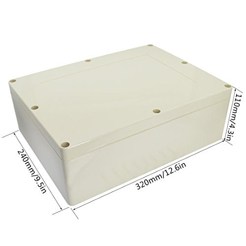 LeMotech Waterproof Dustproof IP65 ABS Plastic Junction Box Universal Electric Project Enclosure Pale Gray 12.6 x 9.45 x 4.33 inch (320 x 240 x 110 mm) - size: 12.6"x9.45"x4.33"