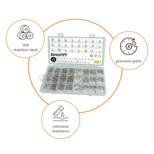 1110Pcs Metric Micro Screws & Nuts Kit, M1 M1.2 M1.4 M1.6 M2 M2.5 - size: M1/1.2/1.4/1.6/2/2.5-1110Pcs
