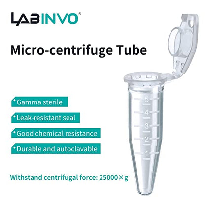 5ml Sterile Microcentrifuge Tubes with Safe-Lock Cap, Pack of 200, Max.RCF25000×G Conical Bottom Centrifuge Tubes, PP Material, Molded Graduation 10.5x51mm, IN-MT50A - style: 5mL, 200PCS,Sterile
