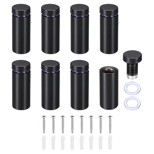 PATIKIL 5/8 x 1.6 Inch Sign Standoff Screws, 8 Set Stainless Steel Wall Standoff Mounting Hardware Advertising Glass Nail for Hanging Acrylic Picture Frame Acrylic Panel, Black - color: Black, size: 5/8 x 1.6 Inch