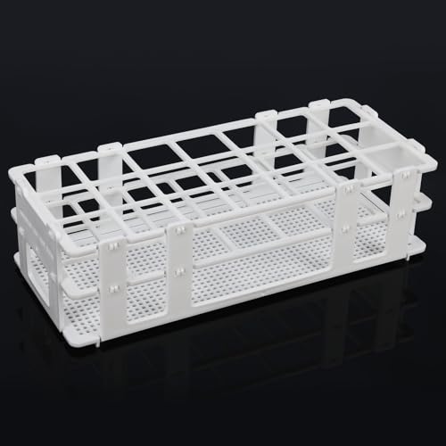 stonylab Test Tube Rack, 1.18 in 21-Place White Plastic Holder Stand Rack, 3-Tier Design and Detachable, for Laboratory Use - size: 30 mm