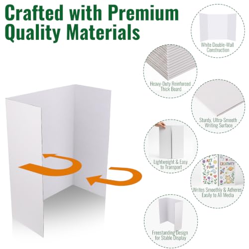32 Pack Trifold Poster Board 26" x 17", Bulk Display Boards