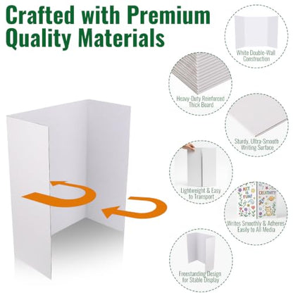 32 Pack Trifold Poster Board 26" x 17", Bulk Display Boards