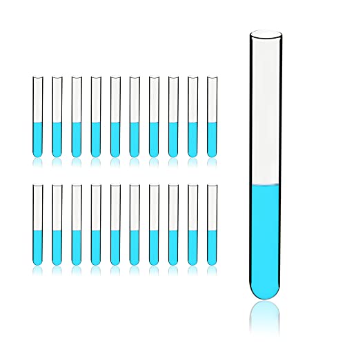 25ml Sturdy Glass Test Tubes, 20x200mm, Pack of 20, Borosilicate Glass Material, TTG025-020 - style: 20pcs of Vol.25ml(20x200mm)
