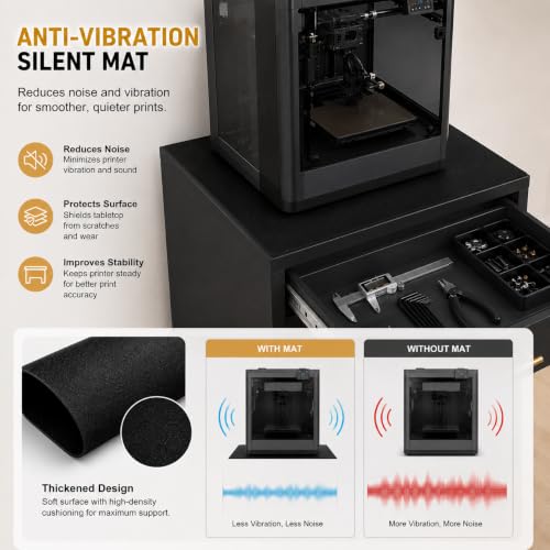 3D Printer Stand Cabinet with Filament Storage,3D Printer Table Sturdy Desk - color: Cabinet Black