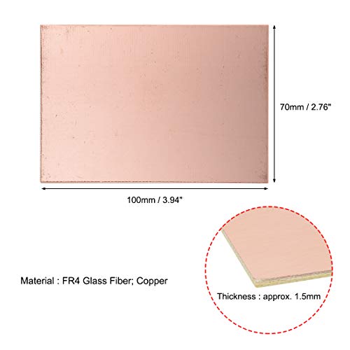 uxcell Double-Sided Copper Clad Laminate PCB Circuit Board, FR4 100x70mm 3.94x2.76 inch, 1.5mm Thickness DIY Prototyping PCB Board, Name Board, 5pcs - size: 100mmx70mmx1.5mm