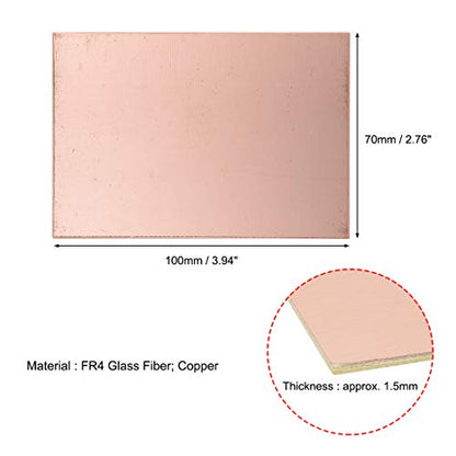 uxcell Double-Sided Copper Clad Laminate PCB Circuit Board, FR4 100x70mm 3.94x2.76 inch, 1.5mm Thickness DIY Prototyping PCB Board, Name Board, 5pcs - size: 100mmx70mmx1.5mm