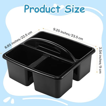 Threehoney 12 Pack Classroom Caddy 3 Compartment with Handle, Black - color: Black