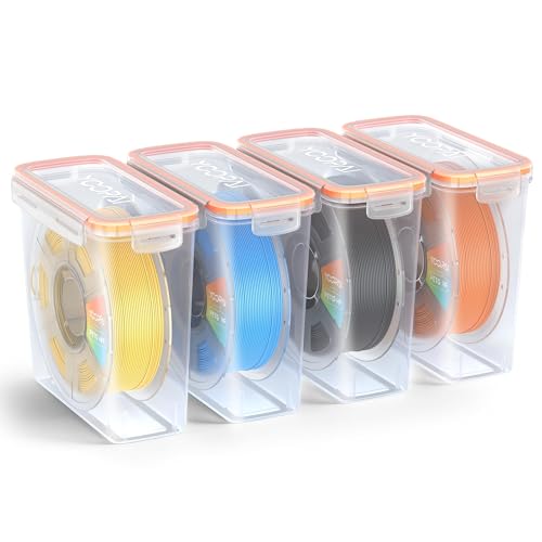 YOOPAI Pro Filament Storage Box – Precision-Fit Airtight Container for Single 1KG Spools, Flat-Lid Design for Stable Stacking, Premium Desiccant Moisture Control, 3D Printer Filament Storage 4 Pack