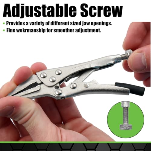 GRIP 2 pc Mini Locking Pliers - Heat Treated Steel - Nickel Plated - Locking Plier/Long Nose Locking Plier - Intricate Repairs - Home, Garage, Workshop