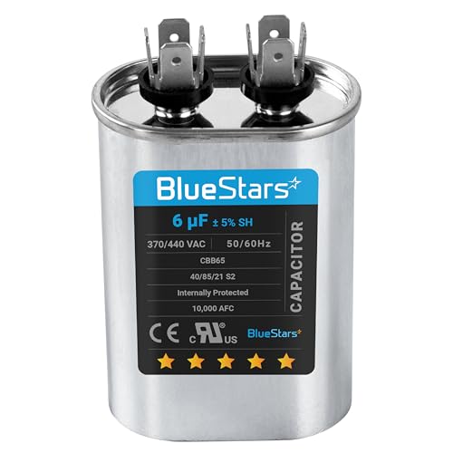 [2025 Updated] BlueStars 6 uF MFD 6uf 370-440VAC Oval Run Capacitor - size: 6 MFD