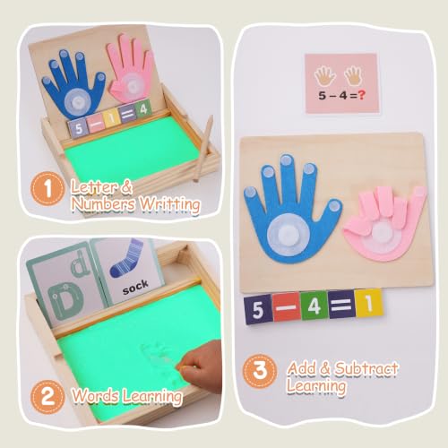 Montessori Sand Tray with Math & Alphabet Learning Cards - color: Green