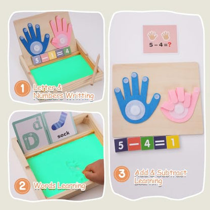 Montessori Sand Tray with Math & Alphabet Learning Cards - color: Green