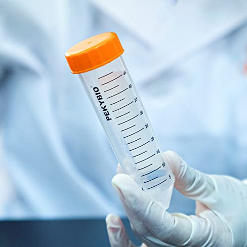 PEKYBIO 50ml Centrifuge Tubes Sterilized Polypropylene Conical Test Tube with Screw Cap Plastic Container with Graduated and Write Marks 50Pcs - size: 50ML Concial Bottom