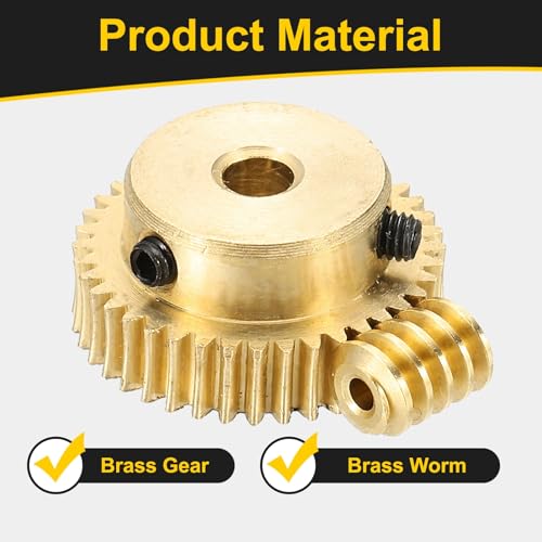 uxcell Worm Gear Set Right Rotation 40T 0.5 Module 1:40 Reduction Rate - size: Gear-4mm, Rod-1.98mm Bore, style: 0.5M-40T