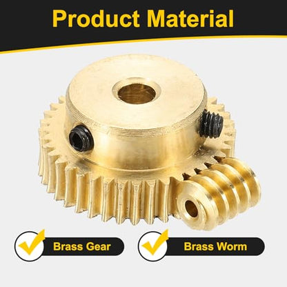 uxcell Worm Gear Set Right Rotation 40T 0.5 Module 1:40 Reduction Rate - size: Gear-4mm, Rod-1.98mm Bore, style: 0.5M-40T