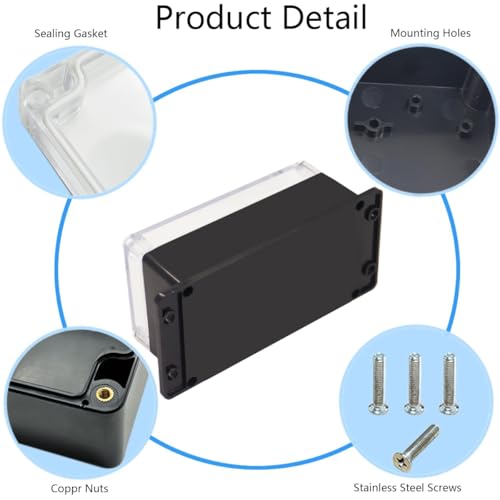 Junction Box IP65 Waterproof ABS Plastic Electrical Project Case Power Junction Boxes, Clear Cover Project Box with Fixed Ear 6.22x3.54x2.36 inch (158 x 90 x60 mm) - color: Clear, size: 6.22"x3.54"x2.36"
