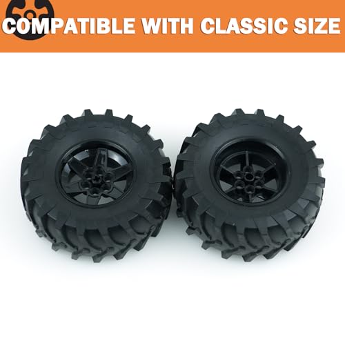 MALEKO Tires and Wheels Accessories Pack- 2 PCS Tires Dia. 107X44mm&Rim Dia. 56 X 34mm Compatible with All Major Technical Cars Robots - color: Black No.3