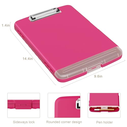 Piasoenc Clipboard with Storage, 8.5 x 11 Clip Board with Pen Holder, Red - color: Red