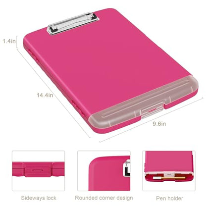 Piasoenc Clipboard with Storage, 8.5 x 11 Clip Board with Pen Holder, Red - color: Red