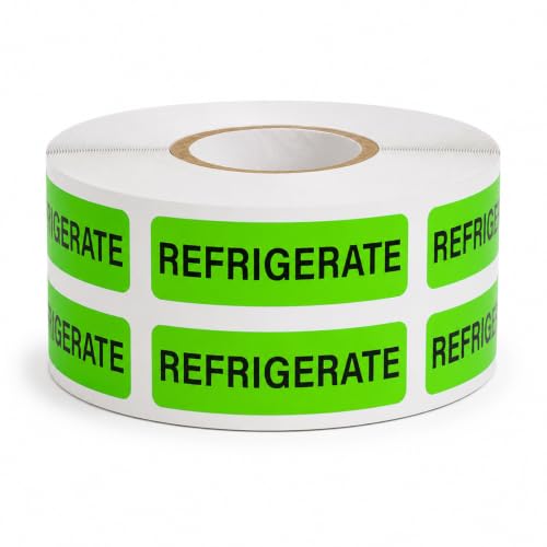 1000 PCS Refrigerate Stickers 1.6"x0.4" Waterproof Vinyl Green - color: Green, Black