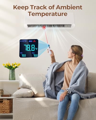 ERICKHILL Infrared Thermometer Gun with Meat Probe, 2-in-1 Temperature Gun with Laser for Cooking, Thermometer Gun for Grill, Pizza, Meat, BBQ, HVAC