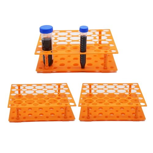 50 Well Test Tube Rack, 3 Pack Orange Holder for 10ml 15ml 50ml Tubes Lab - color: Orange, size: 50 Well