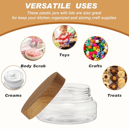 24 Pack Plastic Cosmetic Jars with Lids Label, 5 oz, Clear,Dark Beech - color: Clear,Dark Beech, size: 5 oz