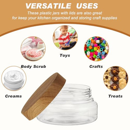 24 Pack Plastic Cosmetic Jars with Lids Label, 5 oz, Clear,Dark Beech - color: Clear,Dark Beech, size: 5 oz