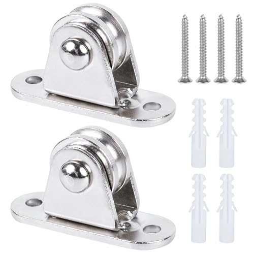Small Pulley Block 1" Mini Duplex Pulley Roller Frictionless Silent Wheel Heavy Duty Fixed Sheave Loading 176 lb for Rope Cable Cord Guide & Wall Ceiling Mount DIY Project - 2 Pack - size: 2 Pack