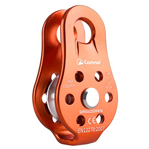 YAPJEB 26kN Climbing Single Pulley, Aluminum Climbing Bearing Pulley CE Certified for for Heavy Duty, Climbing, Zipline, Hauling Outdoor Activity (Orange) - color: 26 kN - Orange