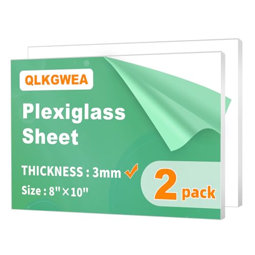 8×10" Plexiglass Sheets 1/8 inch Thick,3mm Clear Acrylic Sheet 2 Pack - size: 3mm,8X10"