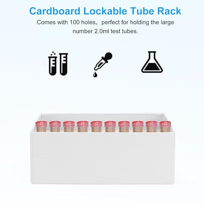 PATIKIL 6 Pcs 100 Well Centrifuge Tube Freezer Storage Box Tube Rack White