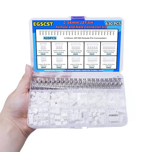 630PCS JST XH Connector Kit XH2.54mm Adapter Cable Terminal Connectors Set with 2.54 mm Pitch 2 3 4 5 6Pin Female Housing and Male Plug - style: XH2.54mm-630PCS