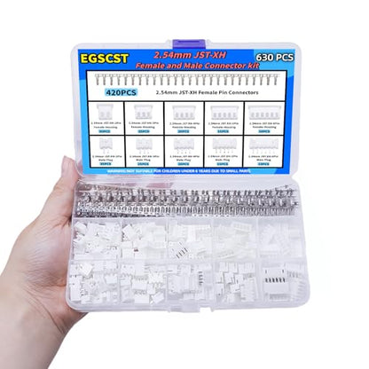 630PCS JST XH Connector Kit XH2.54mm Adapter Cable Terminal Connectors Set with 2.54 mm Pitch 2 3 4 5 6Pin Female Housing and Male Plug - style: XH2.54mm-630PCS