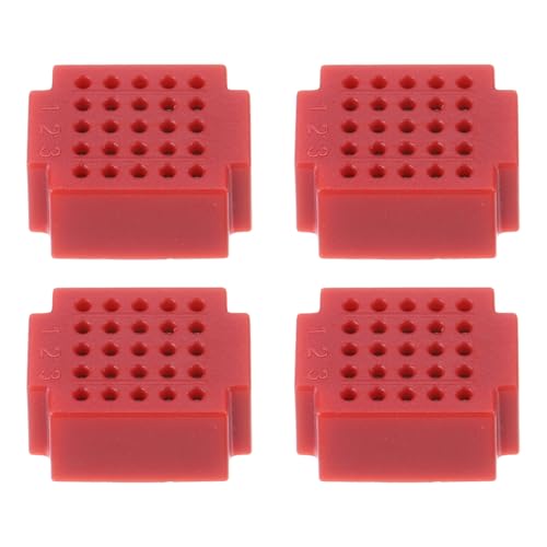 PATIKIL 4pcs Mini Breadboard, Solderless Breadboard Small Breadboard 25 Tie Points Prototype PCB Bread Board Electronics Kit Plates, ZY-25, Red - color: Red