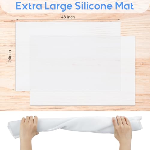 Hushee 2 Pack Extra Large Silicone Mat Place Mats Table Protector Craft Heat Resistant Mat for Kitchen, Painting(White,24 x 48 Inches) - color: White, size: 24 x 48 Inches