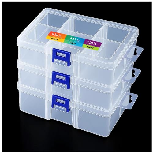 3pcs Clear Storage Small Parts Organizer Box Storage Bin With Dividers Multi Compartment for Beads Art DIY Tackle Box Organizer (pp6compartments) - color: pp6compartments