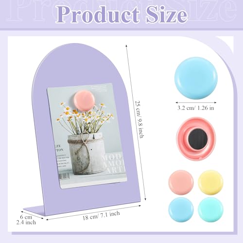 Shimeyao 2 Pcs Magnetic Bulletin Board for Tabletops with 8 Magnets Memo Display Easel Stand for Home Office School Kitchen Table Supplies (Arched,Pruple,10 x 7 Inch) - color: Pruple, size: 10 x 7 Inch, style: Arched