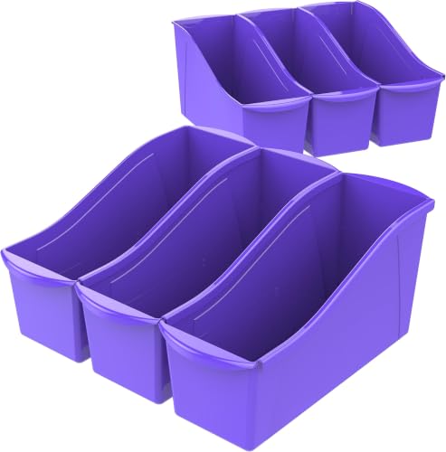 Storex Large Book Bin, Interlocking Plastic Organizer for Home, Office and Classroom, Purple, 30-Pack (71117U06C) - color: Purple, size: 30-Pack