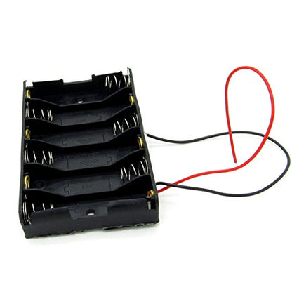 6 AA 9V Battery Holder Case Box, Black