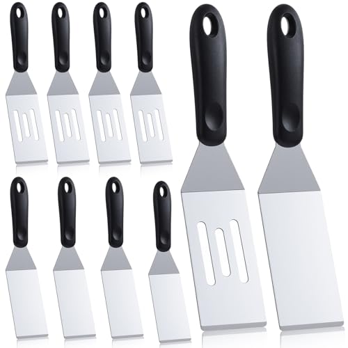 10 Pieces Mini Metal Spatula Set, Small Serving Spatula, Stainless Steel Spatulas Set, Cutter and Serve Turner for Kitchen, Flipping or Cooking for Brownie, Cookie, Lasagna, Pancakes or Cake