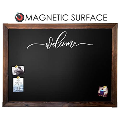 Loddie Doddie Magnetic Chalk Board, Menu Board for Kitchen, 46" x 34.5" - color: Rustic Frame, size: 46"W x 34.5"H